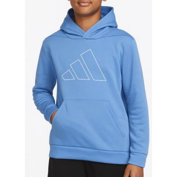Adidas Youth Blue Pullover Hoodie Athletic Fit with Kangaroo Pocket L - Picture 1 of 8